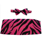 Electric Pink Tiger Stripes Cummerbund and Bow Tie